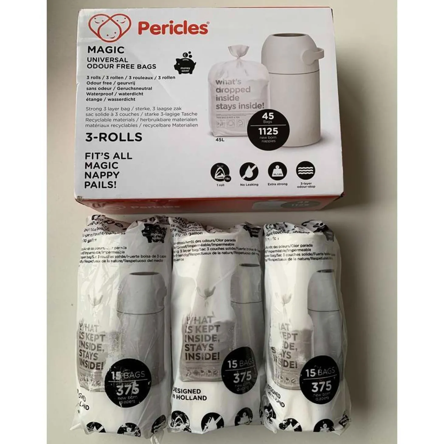 Périclès Lot de 3 recharges pour poubelle Magic