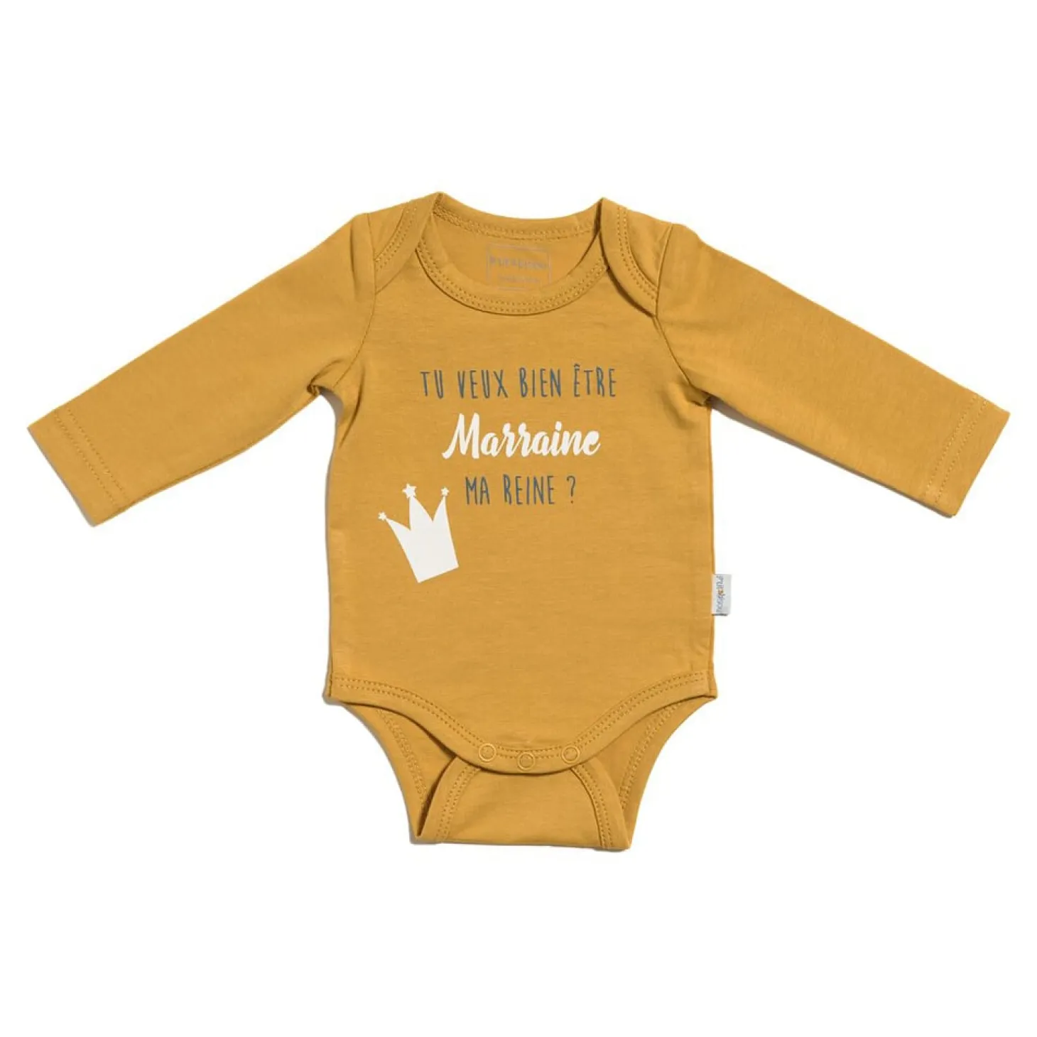 P’tit bisou Body manches longues Marraine Jaune Curcuma 9 mois