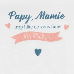 P’tit bisou Body manches longues Papy Mamie Ecru Lys 1 mois