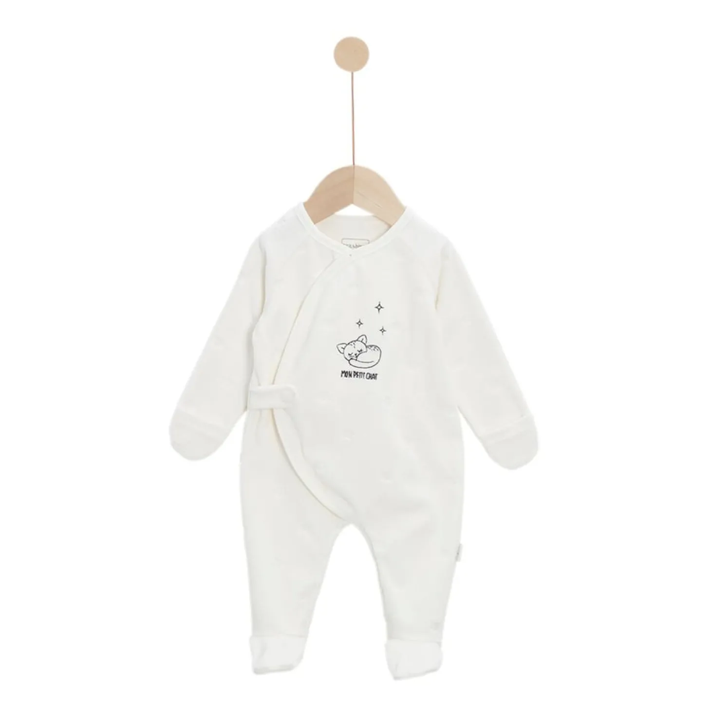 P’tit bisou Pyjama Mon Trousseau Chaton Ecru Poudre Prématuré
