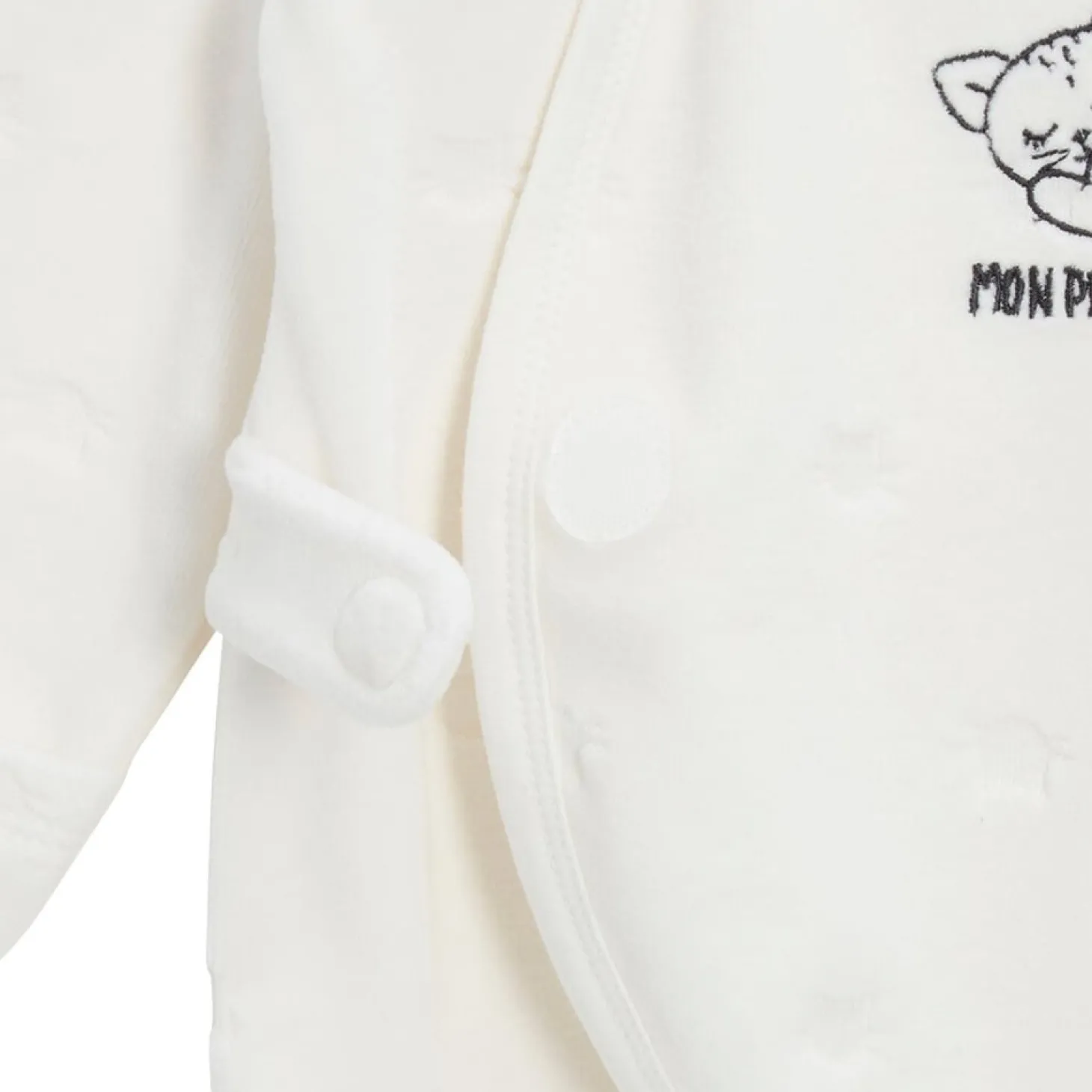 P’tit bisou Pyjama Mon Trousseau Chaton Ecru Poudre Prématuré