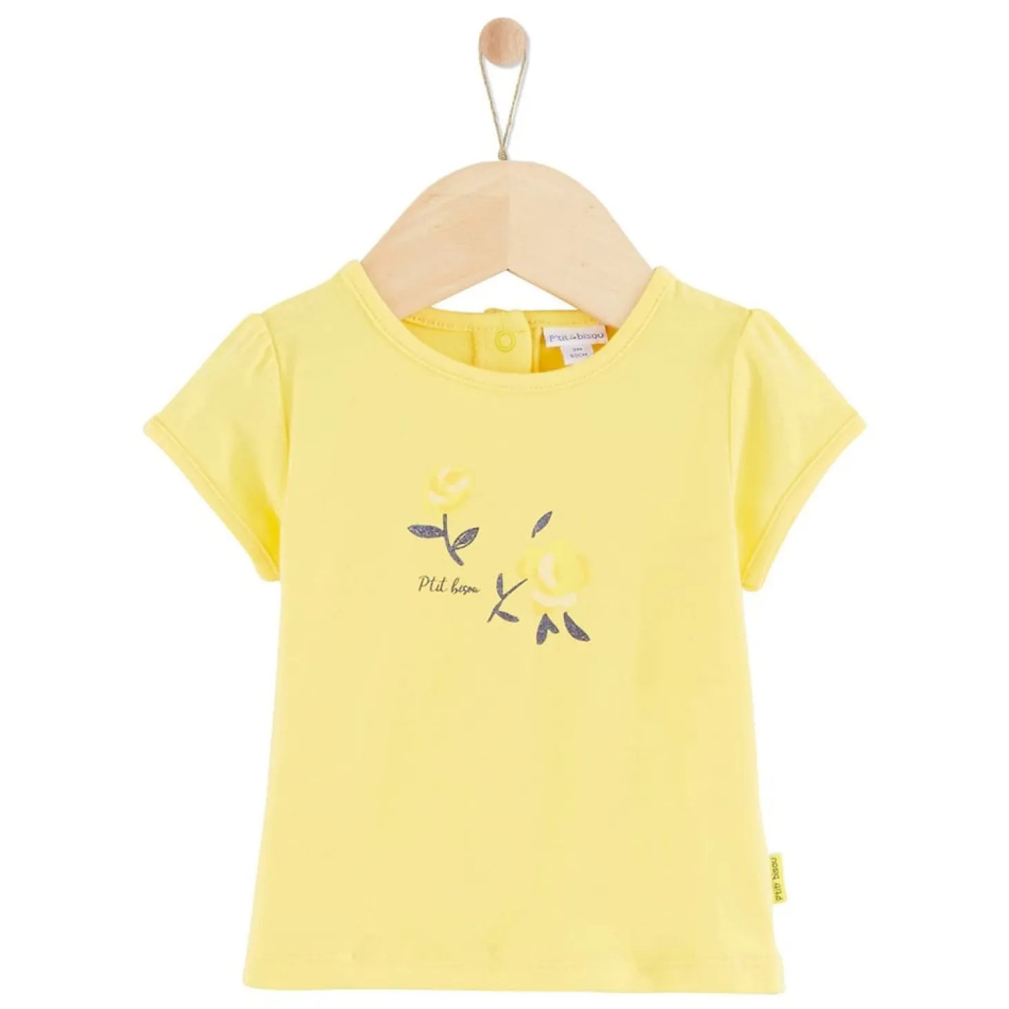 P’tit bisou Tee-shirt manches courtes Trop Chou Jaune 9 mois