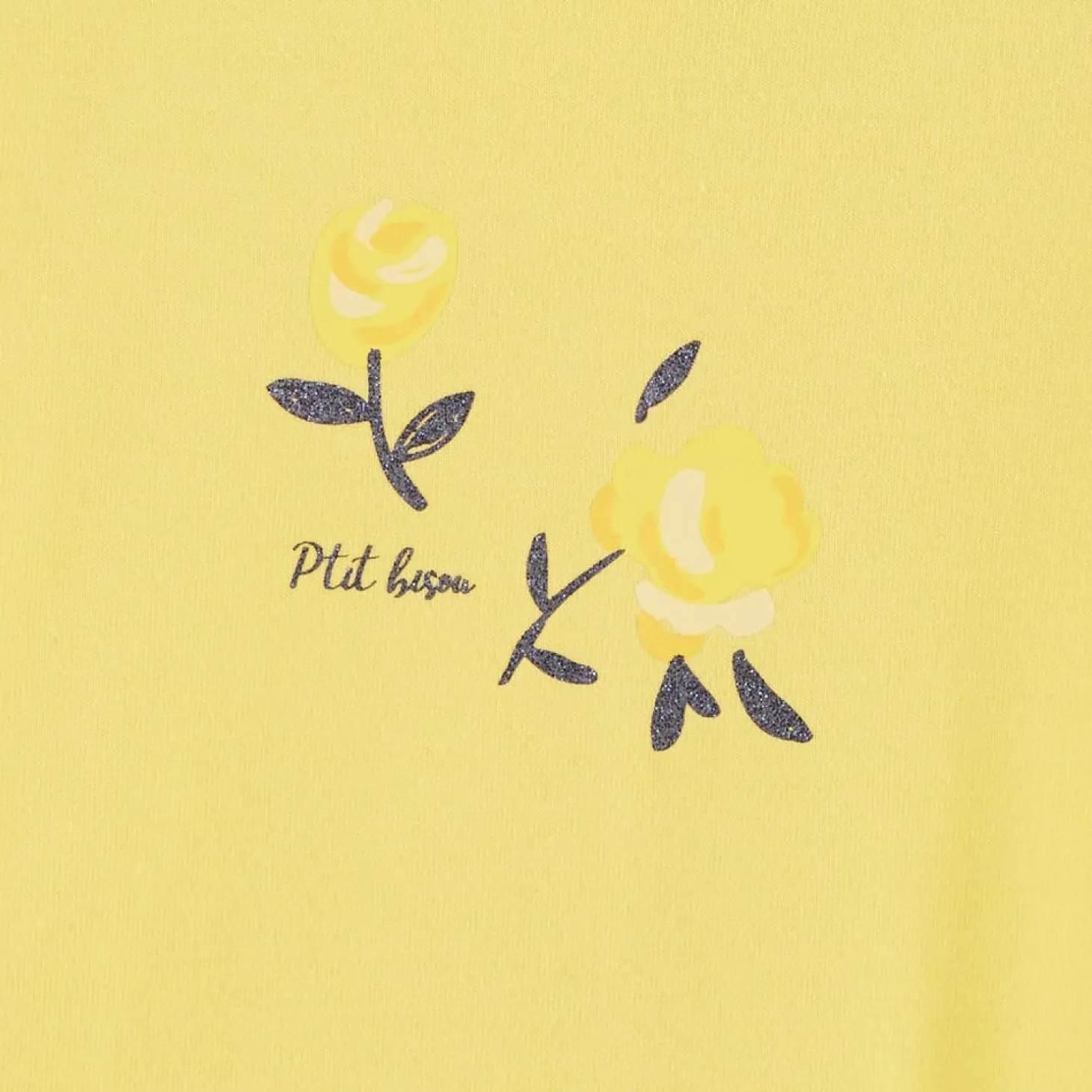 P’tit bisou Tee-shirt manches courtes Trop Chou Jaune 9 mois