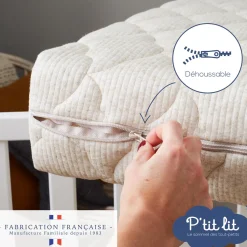 P'tit lit Mon P'tit Matelas Coco Nut déhoussable - ecru 60x120x12cm
