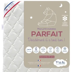 P'tit lit                    Mon P'tit Matelas Parfait déhoussable -    blanc
