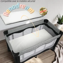 Renolux Lit parapluie bi-positions pliage rapide Xpress Padded Griffin