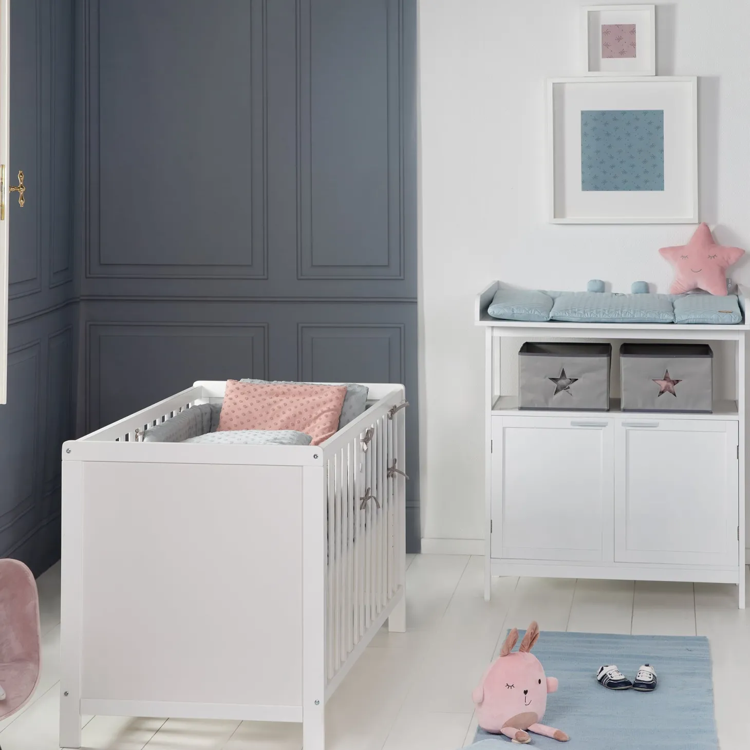 Roba Lit cododo + Commode à langer 2 portes Hambourg Blanc