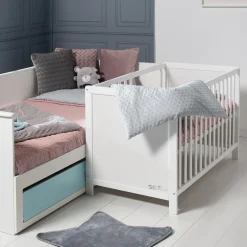 Roba Lit cododo + Commode à langer 2 portes Hambourg Blanc