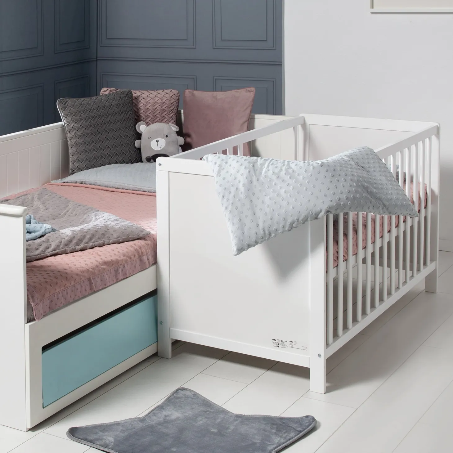 Roba Lit cododo + Commode à langer 2 portes Hambourg Blanc