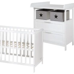 Roba Lit cododo + Commode à langer tiroirs Hambourg Blanc