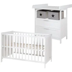 Roba Lit cododo + Commode à langer tiroirs Hambourg Blanc