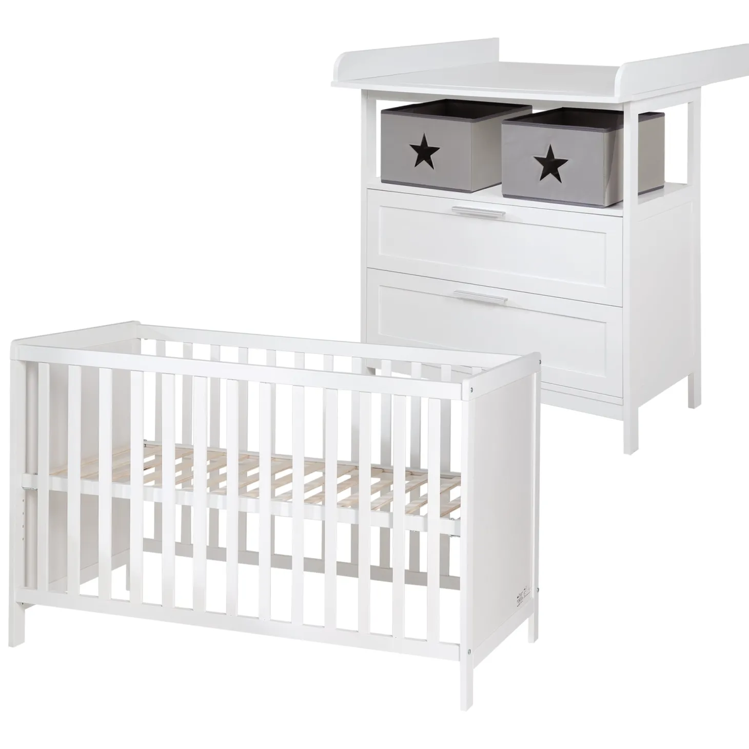 Roba Lit cododo + Commode à langer tiroirs Hambourg Blanc