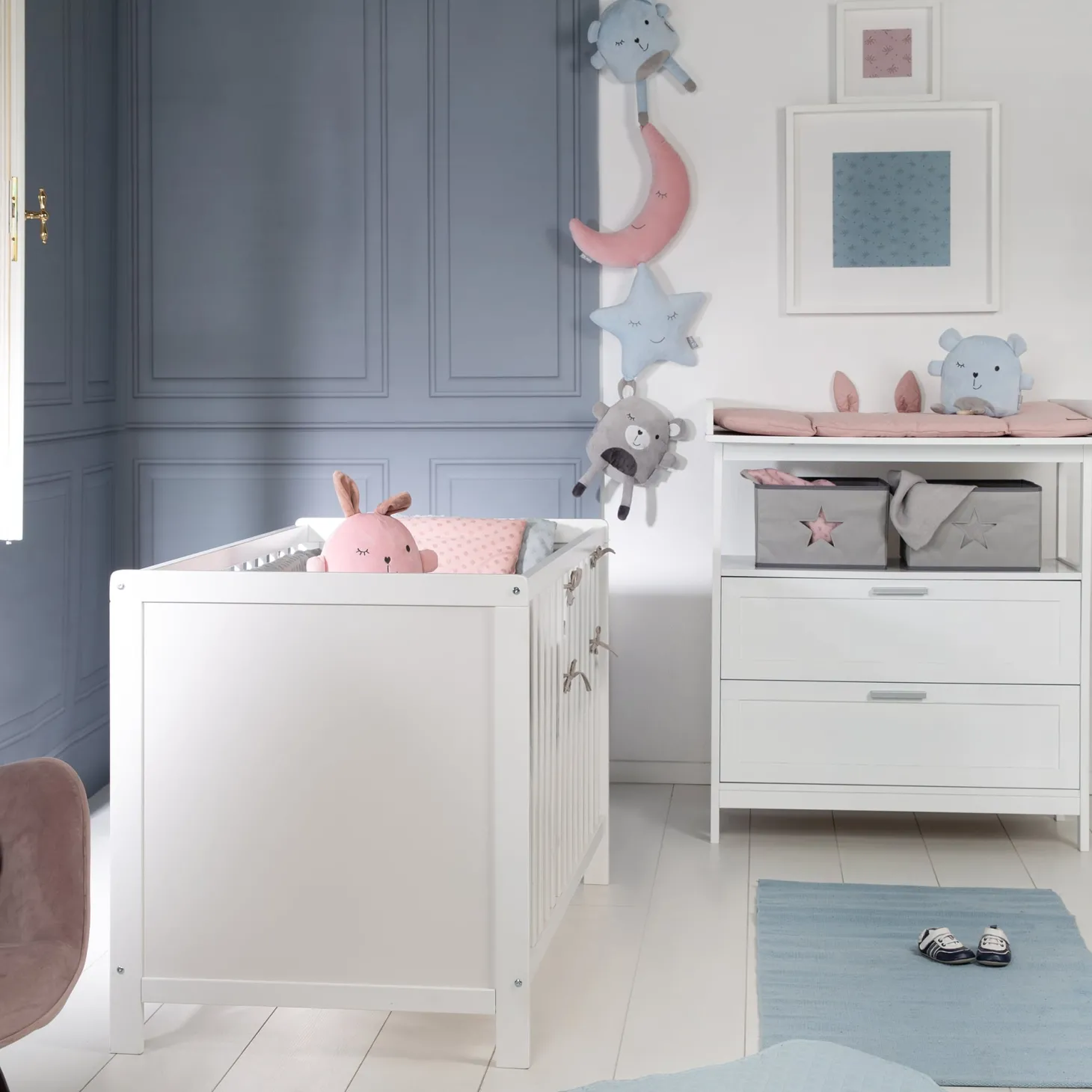 Roba Lit cododo + Commode à langer tiroirs Hambourg Blanc