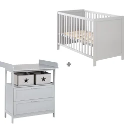 Roba Lit cododo + Commode à langer tiroirs Hambourg Gris
