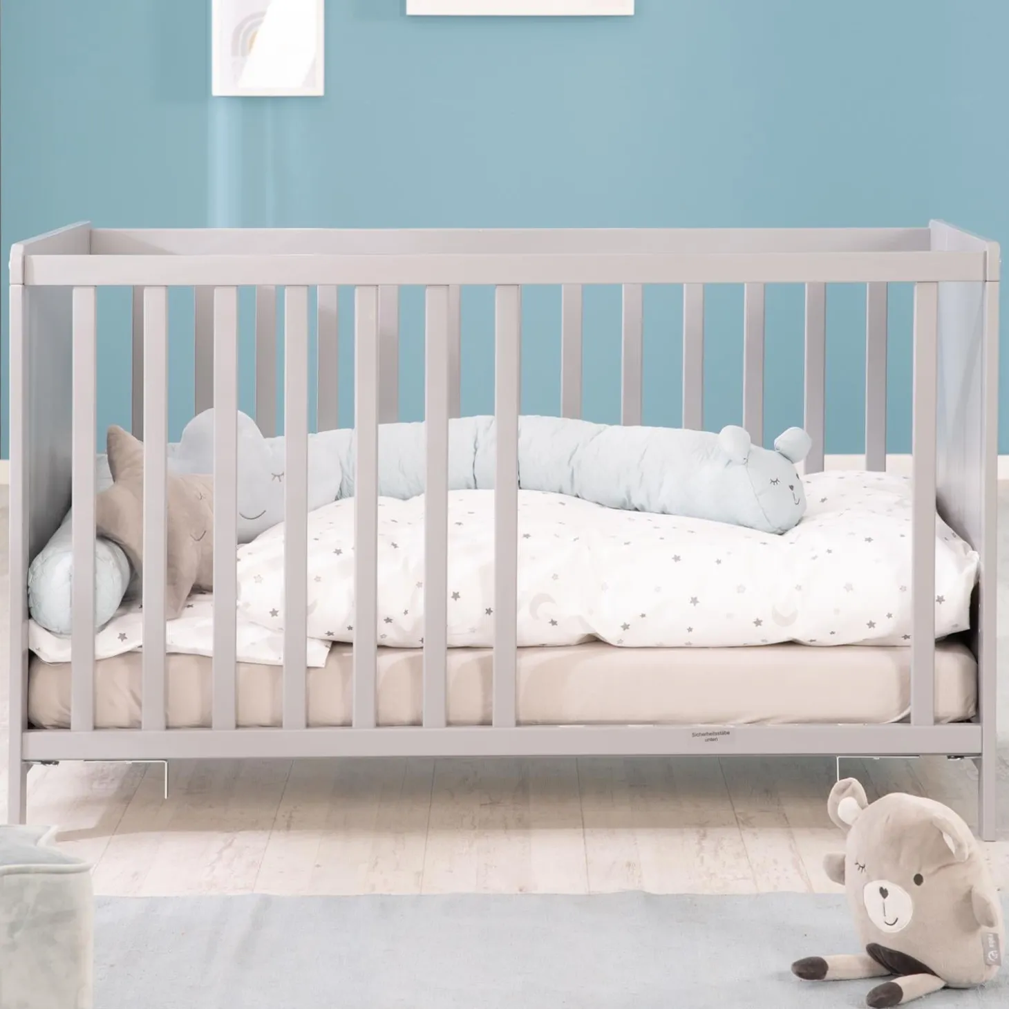 Roba Lit cododo réglable, 5 barreaux amovibles Gris 60x120 cm