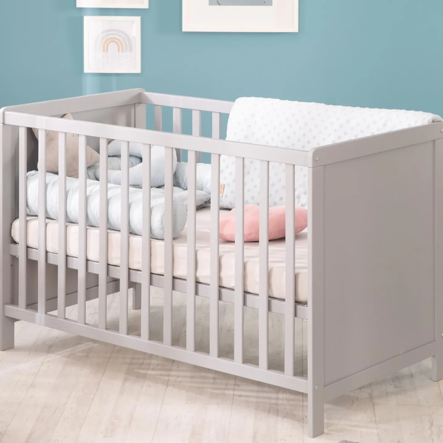 Roba Lit cododo réglable, 5 barreaux amovibles Gris 60x120 cm