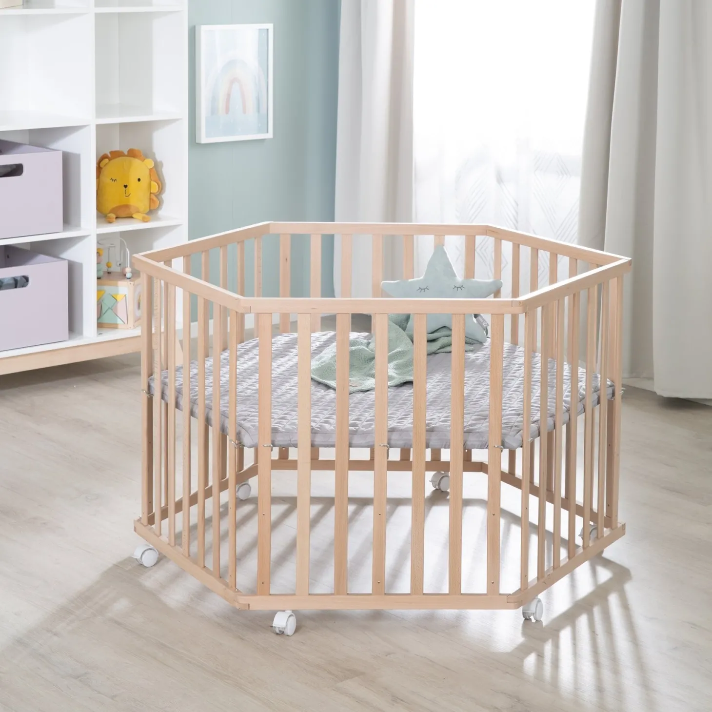 Roba Parc hexagonal Cosiplay Bois Naturel