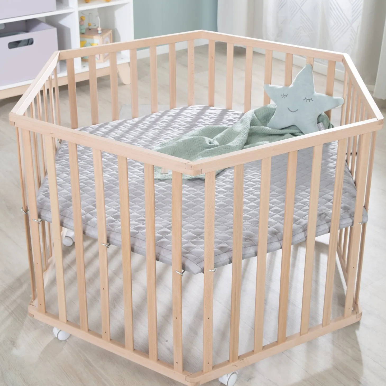 Roba Parc hexagonal Cosiplay Bois Naturel