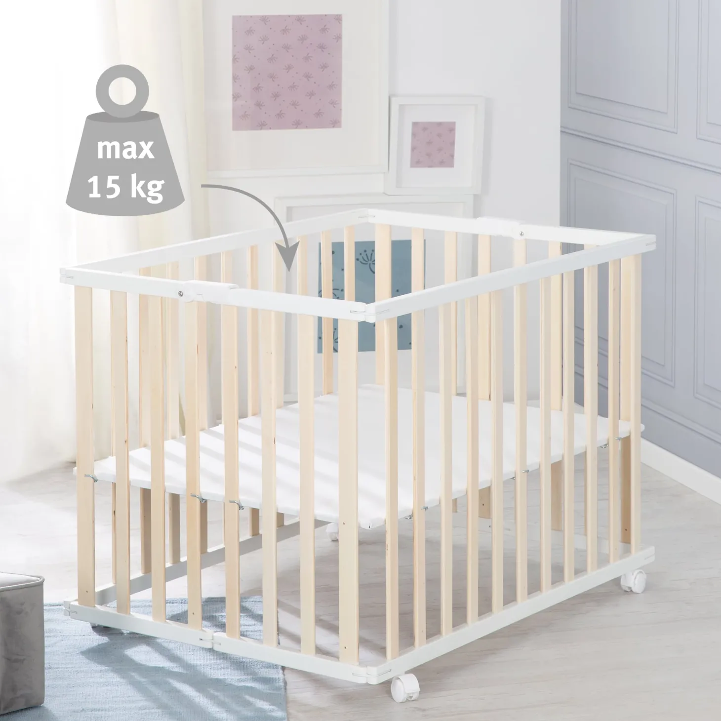 Roba Parc rectangulaire pliant en portefeuille Bois Bicolore