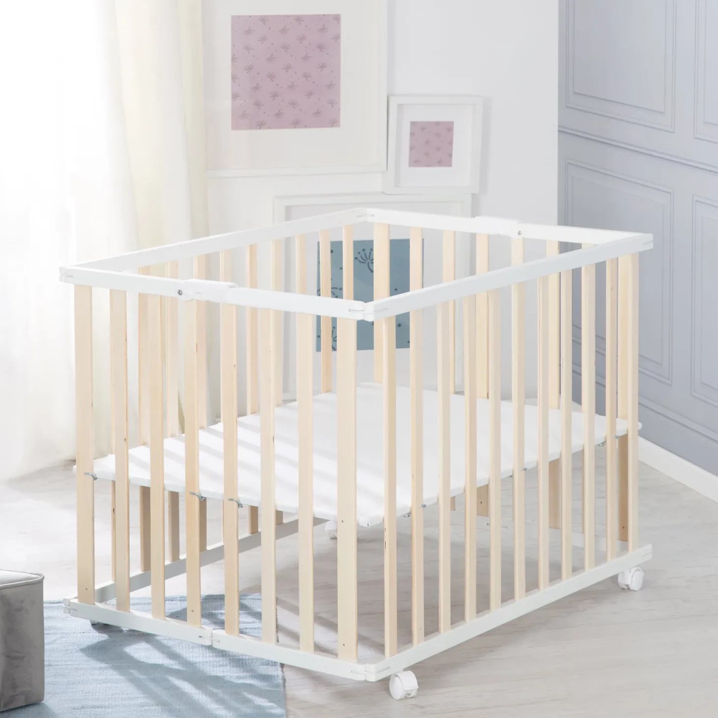 Roba Parc rectangulaire pliant en portefeuille Bois Bicolore