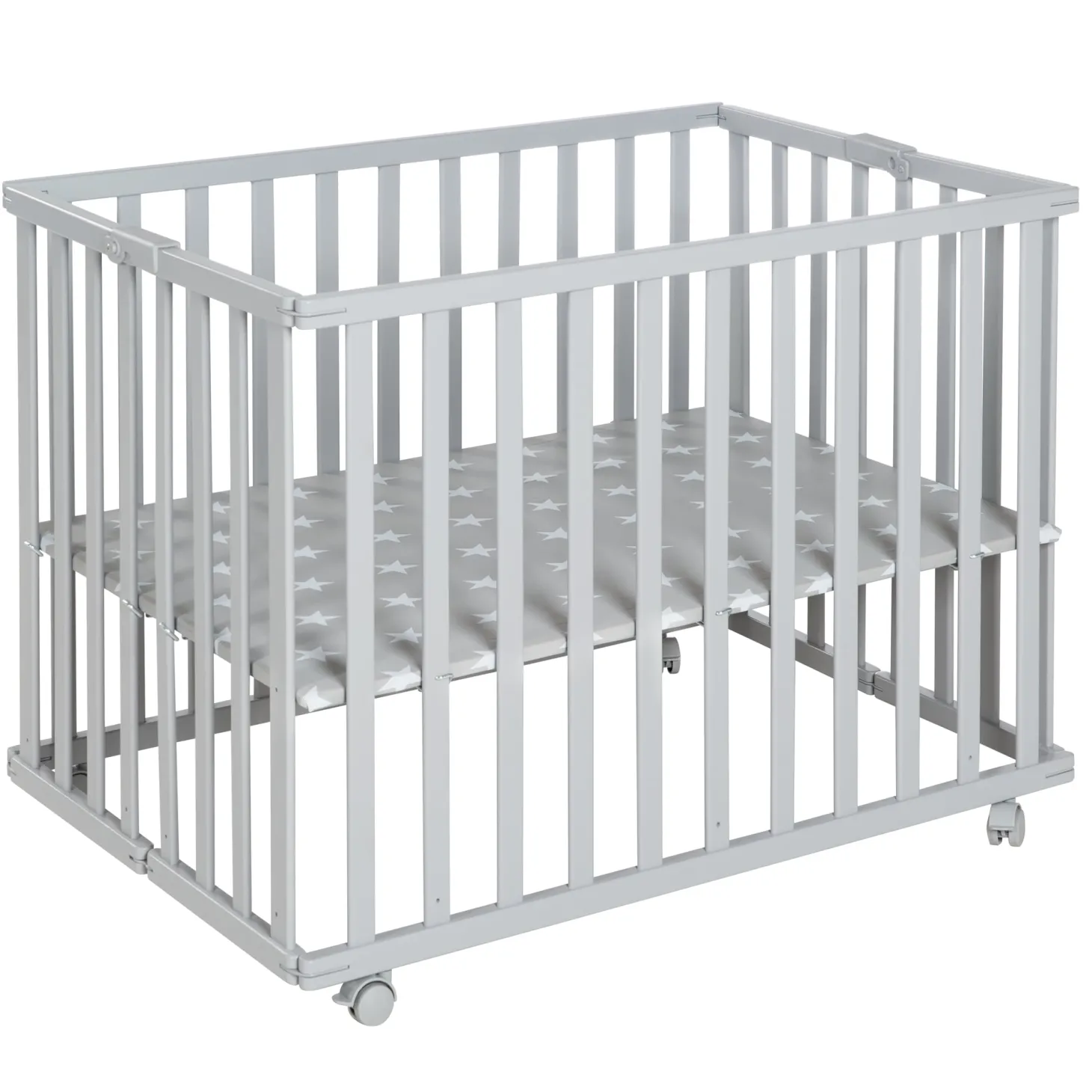Roba Parc rectangulaire pliant en portefeuille Gris