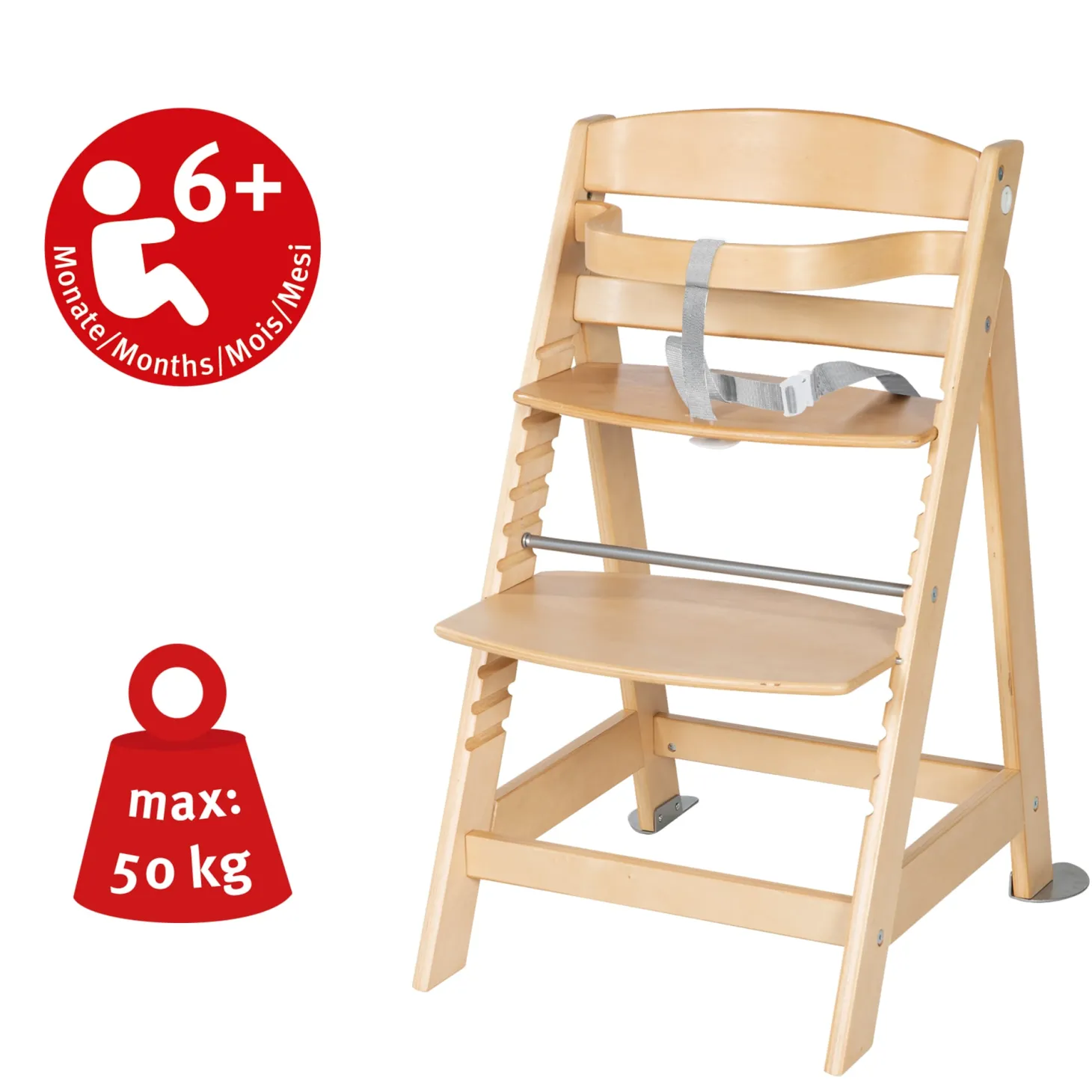 Roba Set Transat + chaise haute évolutive Born Up Bois Naturel