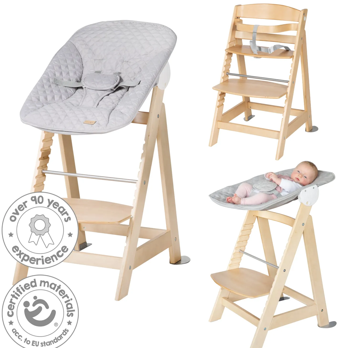 Roba Set Transat + chaise haute évolutive Born Up Bois Naturel