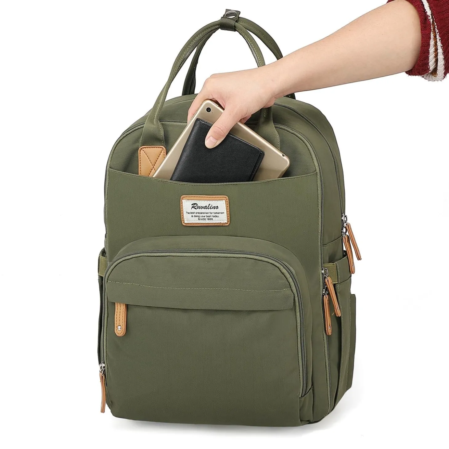 Ruvalino Sac à dos à langer multifonctions Vert Kaki