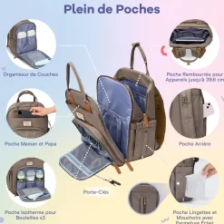 Ruvalino                    Sac à dos à langer multi-fonctions    Taupe