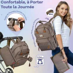 Ruvalino                    Sac à dos à langer multi-fonctions    Taupe