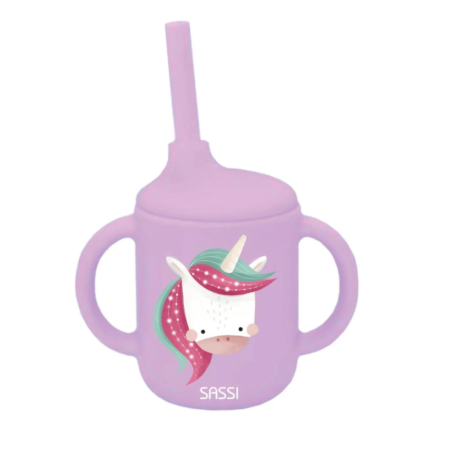 Sassi Junior Tasse avec paille silicone Sparkly The Unicorn