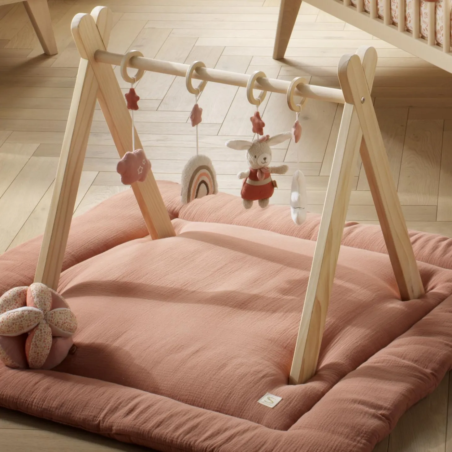 Sauthon Arche d'éveil Petit Coeur Beige Chiné/Rose Poudré
