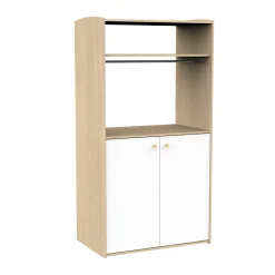 Sauthon Armoire Dressing 2 Petites Portes Blanches Alice Chêne Suave / Blanc