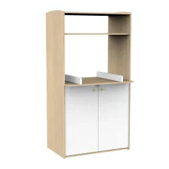 Sauthon Armoire Dressing 2 Petites Portes Blanches Alice Chêne Suave / Blanc