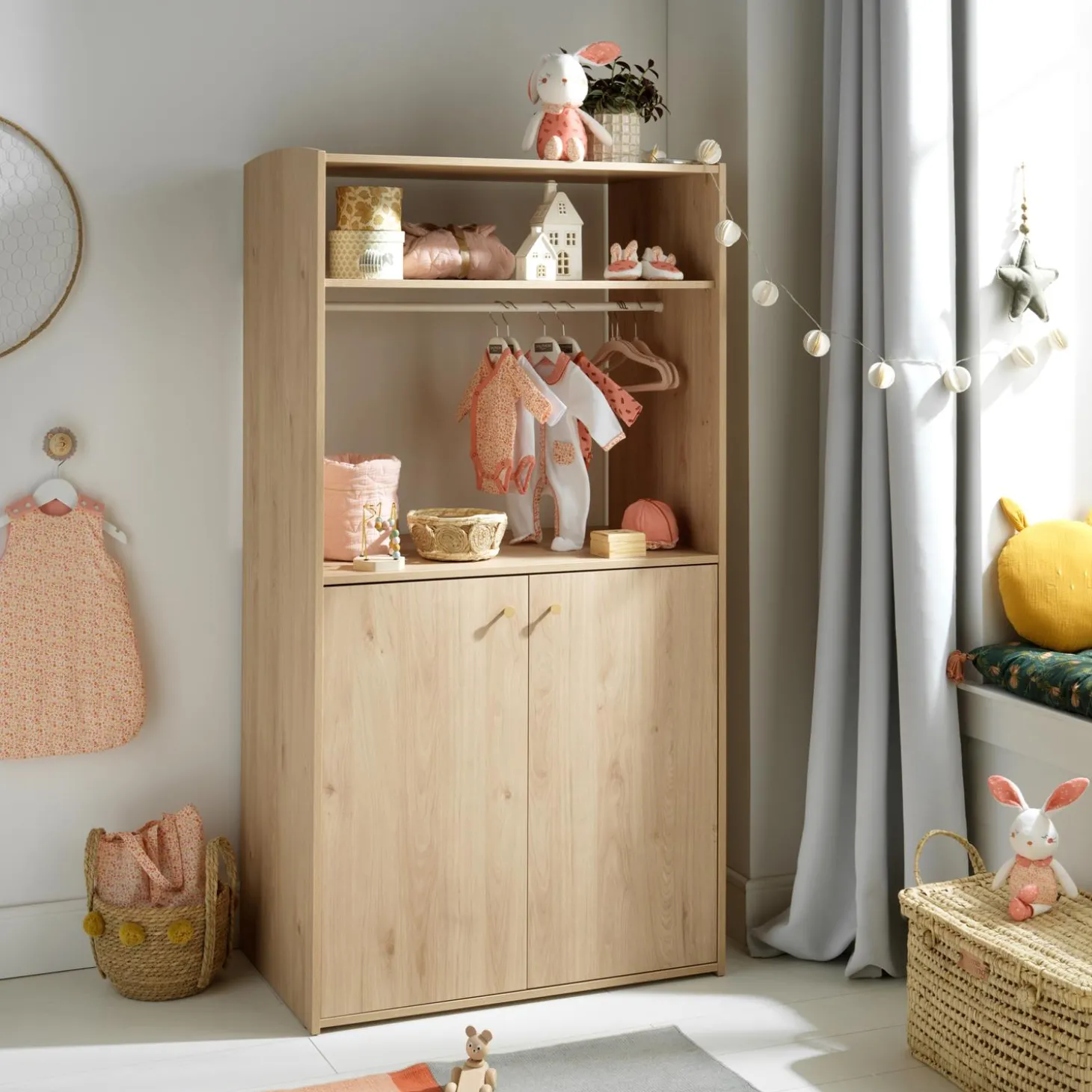 Sauthon Armoire Dressing 2 Petites Portes Bois Alice Chêne Suave