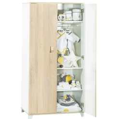Sauthon                    Armoire 2 Portes Liaam    Chêne Sand / Blanc