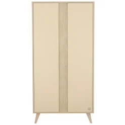 Sauthon Armoire 2 portes Mélinée Chêne Sépia/Crème/Hêtre Vernis