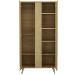 Sauthon Armoire 2 portes Mélinée Chêne Sépia/Crème/Hêtre Vernis