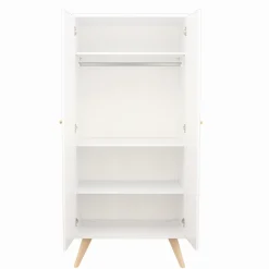 Sauthon Armoire 2 Portes Nacrea Blanc / Hêtre vernis naturel