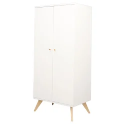Sauthon Armoire 2 Portes Nacrea Blanc / Hêtre vernis naturel