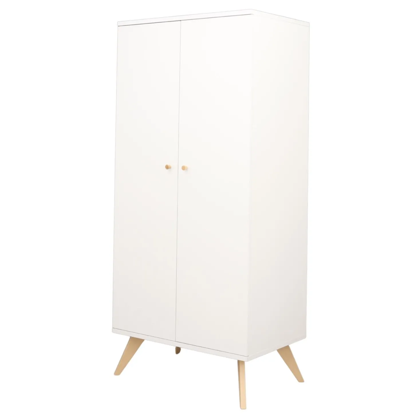 Sauthon Armoire 2 Portes Nacrea Blanc / Hêtre vernis naturel