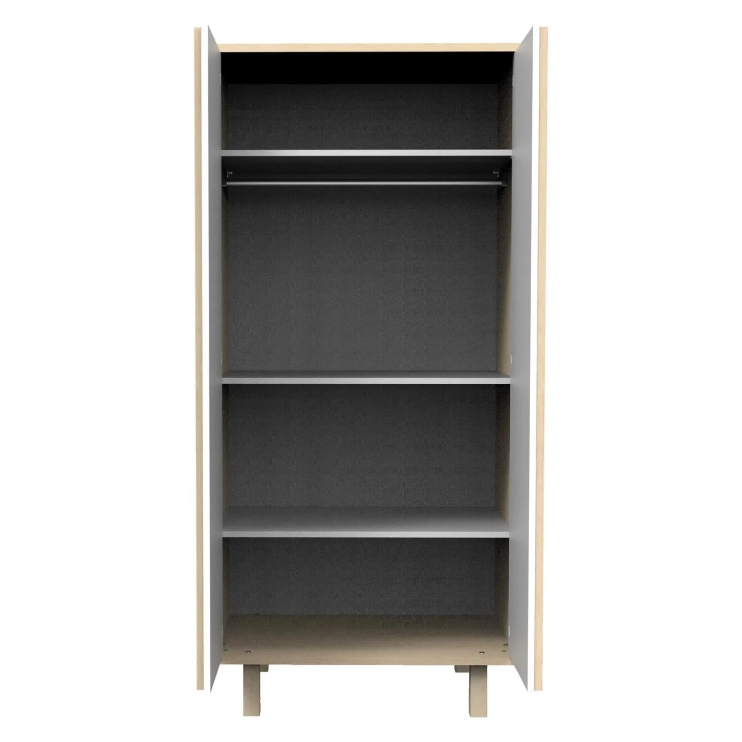 Sauthon Armoire 2 portes Nature Chêne Velours - Blanc