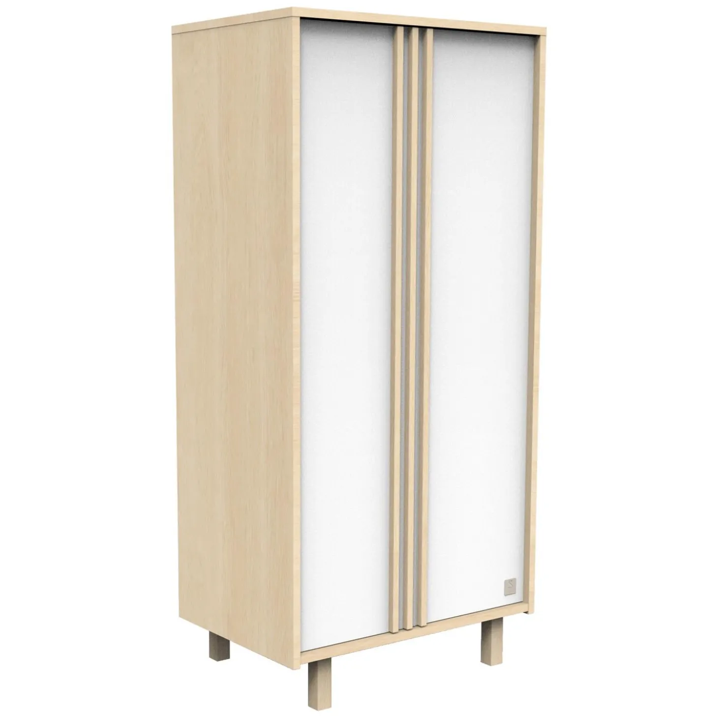 Sauthon Armoire 2 portes Nature Chêne Velours - Blanc
