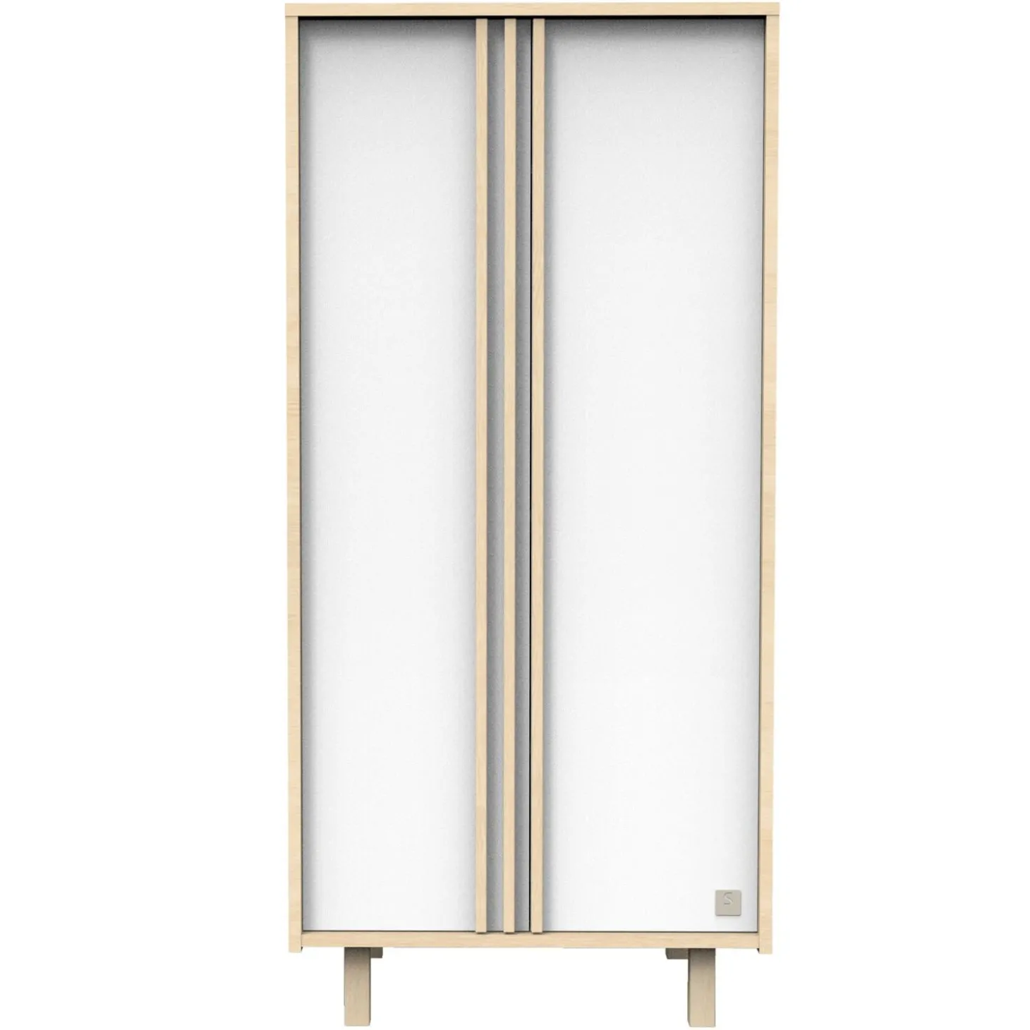 Sauthon Armoire 2 portes Nature Chêne Velours - Blanc