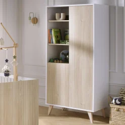 Sauthon                    Armoire 2 Portes 3 Niches Kronos    Blanc / décor bois