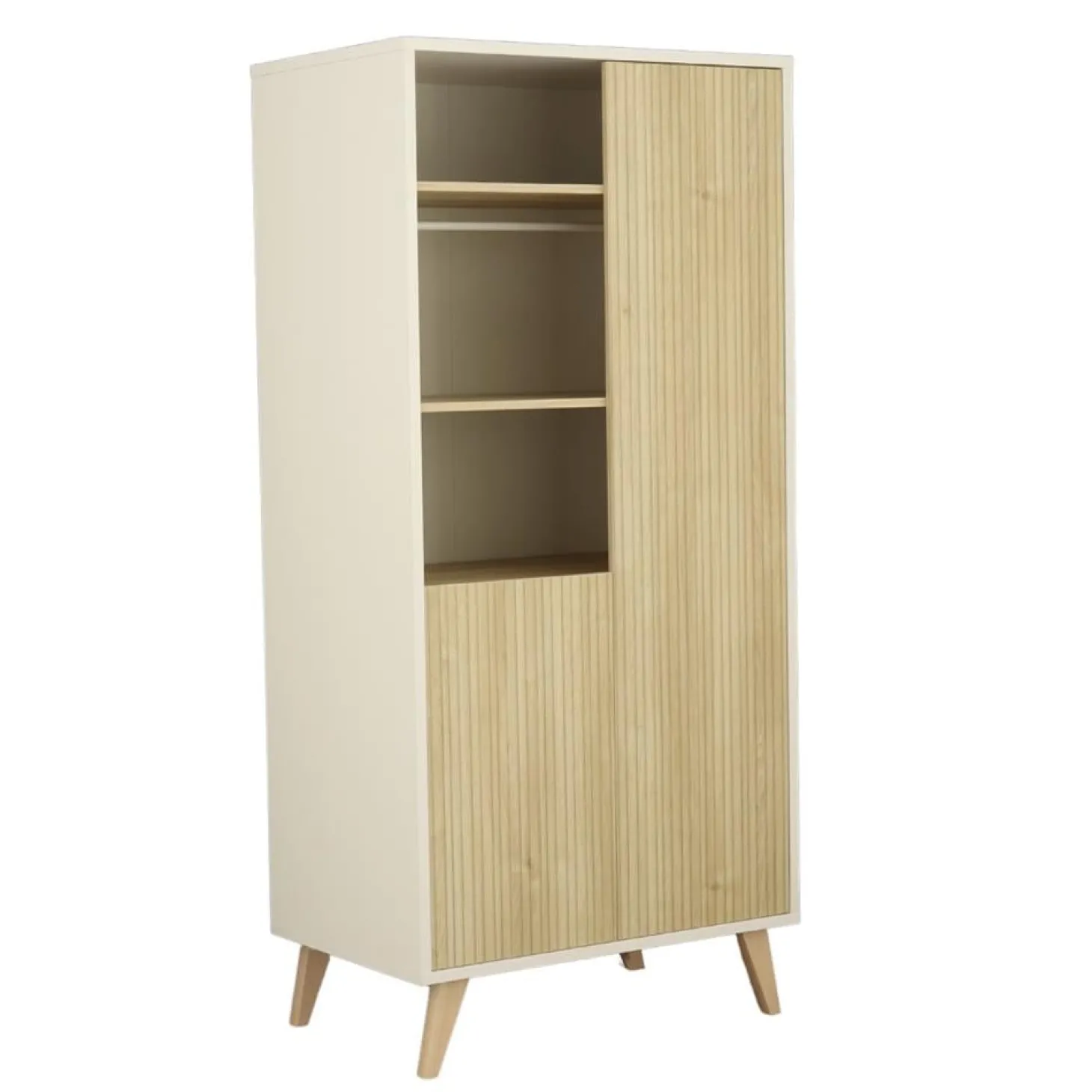 Sauthon Armoire 2 Portes 3 Niches Kronos Blanc / décor bois