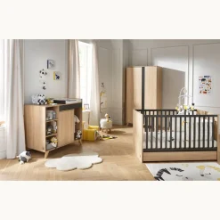 Sauthon Armoire 2 portes Nova Chêne Doré - Gris Volcan