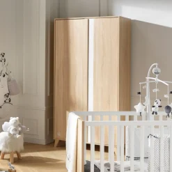 Sauthon                    Armoire 2 portes Nova    Chêne Doré - Blanc Lin