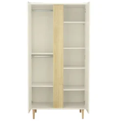 Sauthon                    Armoire 2 portes Paloma    Blanc Neige/Chêne Strié Sépia/Hêtre Vernis
