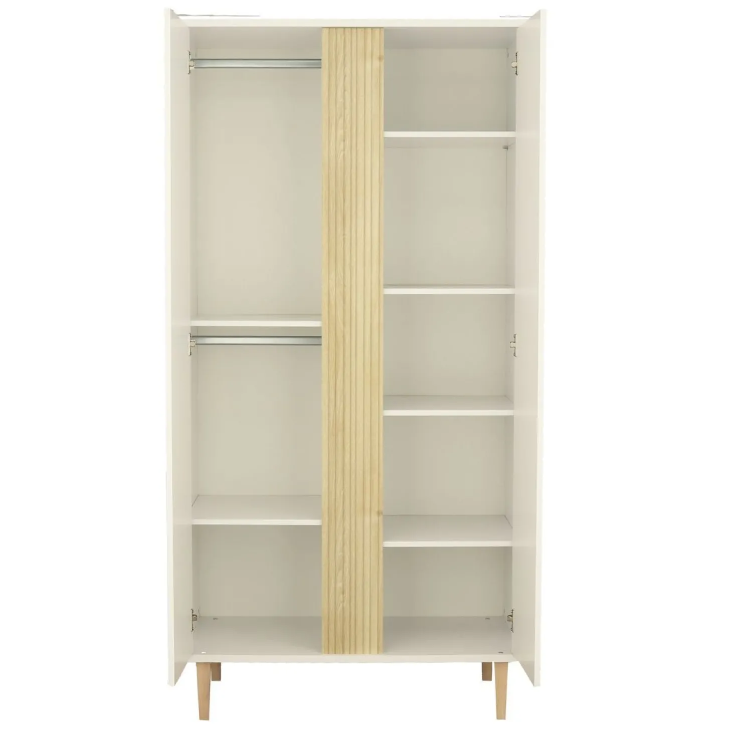 Sauthon Armoire 2 portes Paloma Blanc Neige/Chêne Strié Sépia/Hêtre Vernis